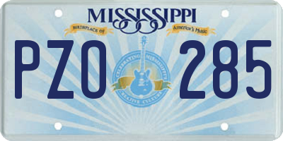 MS license plate PZO285