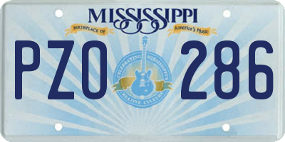 MS license plate PZO286
