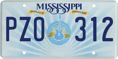 MS license plate PZO312