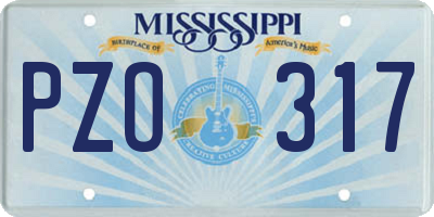 MS license plate PZO317