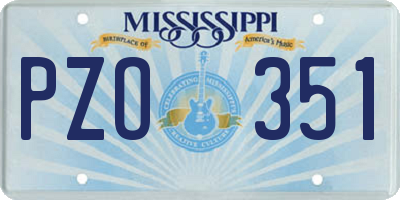 MS license plate PZO351