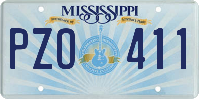 MS license plate PZO411