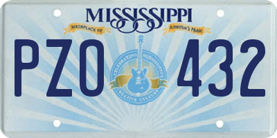 MS license plate PZO432