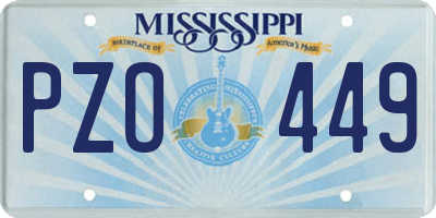 MS license plate PZO449