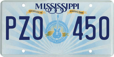 MS license plate PZO450