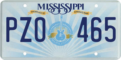 MS license plate PZO465