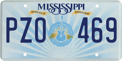 MS license plate PZO469