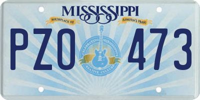 MS license plate PZO473