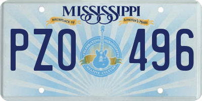 MS license plate PZO496