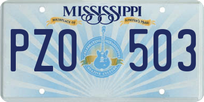 MS license plate PZO503
