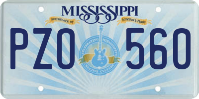 MS license plate PZO560