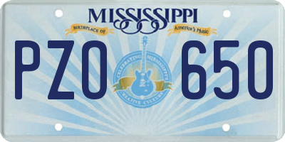 MS license plate PZO650