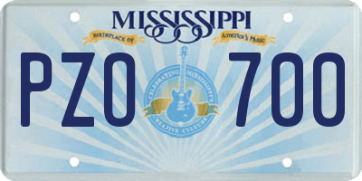 MS license plate PZO700