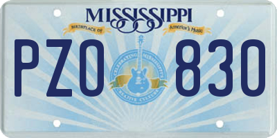 MS license plate PZO830