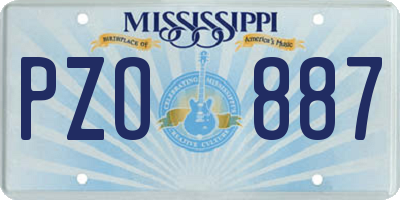 MS license plate PZO887