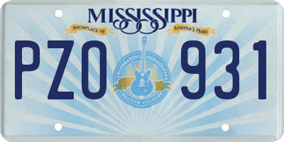 MS license plate PZO931