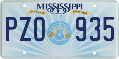 MS license plate PZO935