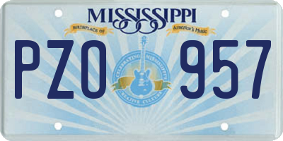 MS license plate PZO957