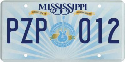 MS license plate PZP012