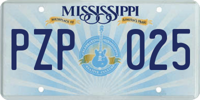 MS license plate PZP025