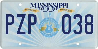 MS license plate PZP038