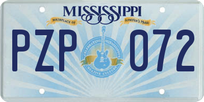 MS license plate PZP072