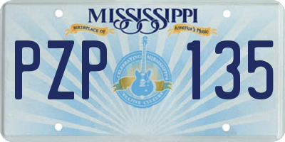 MS license plate PZP135