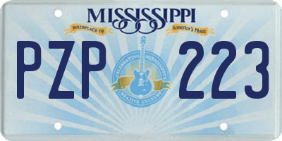 MS license plate PZP223