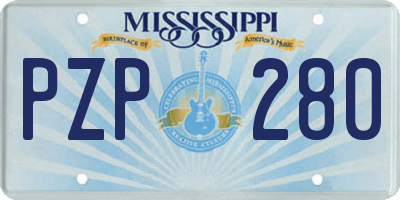 MS license plate PZP280