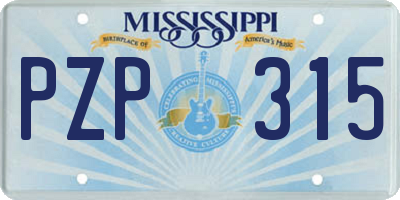 MS license plate PZP315
