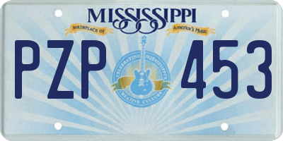 MS license plate PZP453