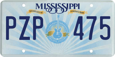 MS license plate PZP475