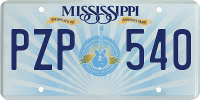 MS license plate PZP540