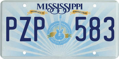 MS license plate PZP583