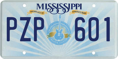 MS license plate PZP601