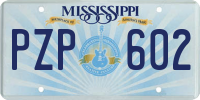 MS license plate PZP602
