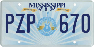 MS license plate PZP670