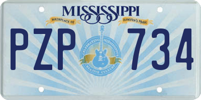 MS license plate PZP734