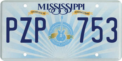 MS license plate PZP753