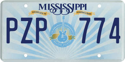MS license plate PZP774