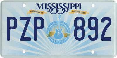 MS license plate PZP892