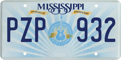 MS license plate PZP932