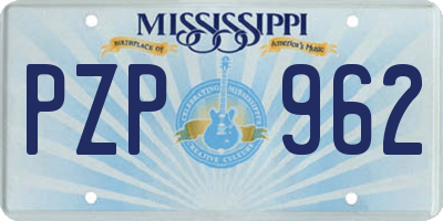 MS license plate PZP962