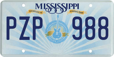 MS license plate PZP988
