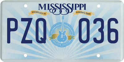 MS license plate PZQ036