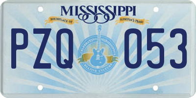 MS license plate PZQ053