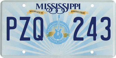 MS license plate PZQ243