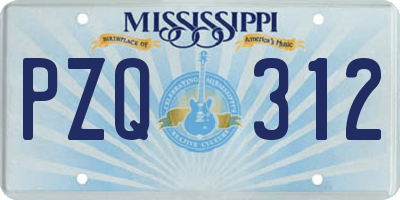 MS license plate PZQ312