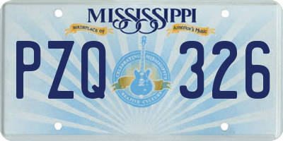 MS license plate PZQ326