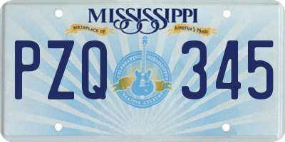MS license plate PZQ345